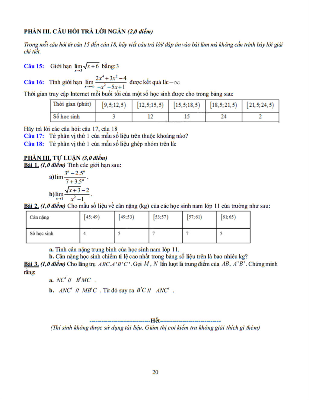 Đề cương Toán lớp 11, học kì 1, năm học 2025-2026