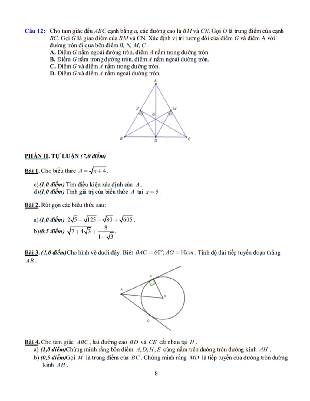 Đề cương Toán  lớp 9, học kì 1, năm học 2025-2026